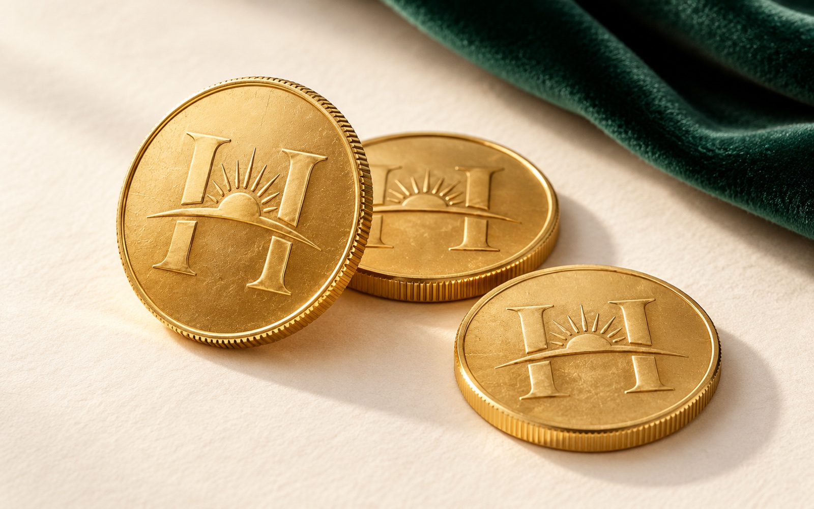 Representative gold coins with the SMG Horizon emblem